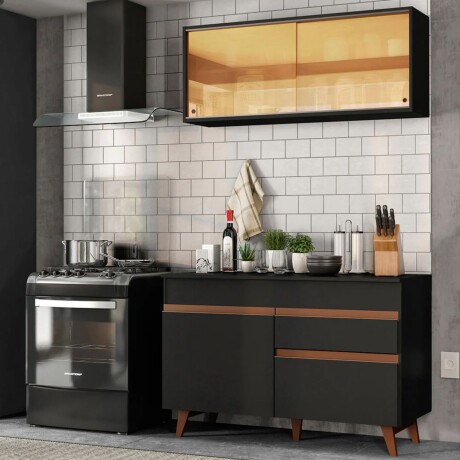 Mueble de cocina y encimera compacta Lumax MDP 120cm Negro Mueble de cocina y encimera compacta Lumax MDP 120cm Negro