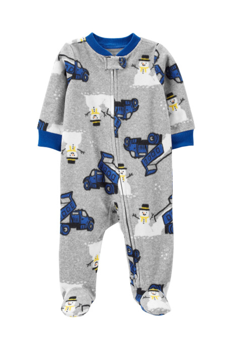 Pijama una pieza de micropolar, con pie, diseño muñeco de nieve Sin color