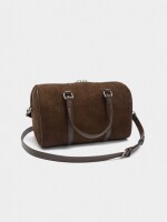 Bolso Bowling Efecto Ante marron