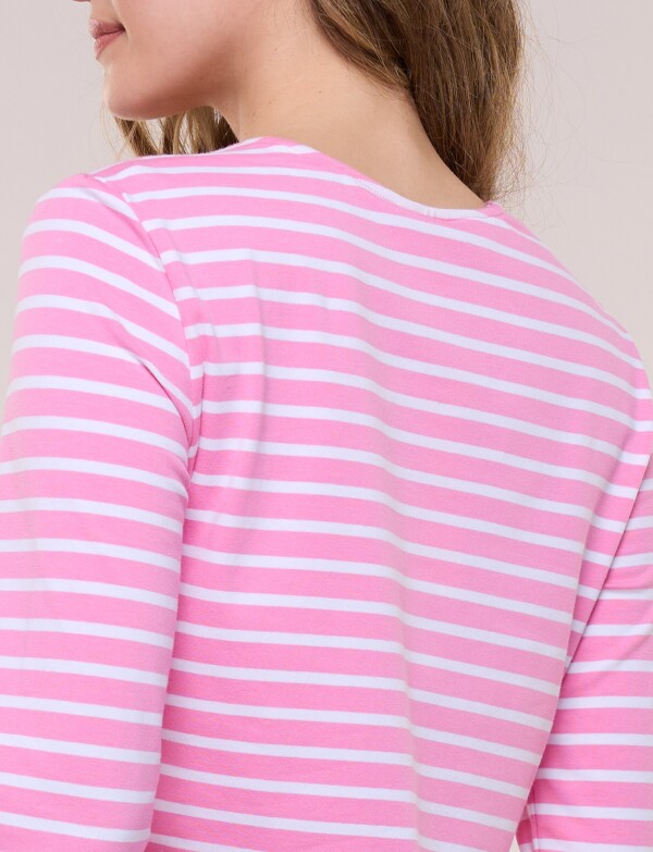 Remera Escote Bote Con Manga 3/4 Raglán ROSA/MULTI