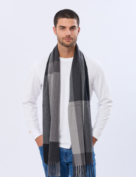 BUFANDA TEJIDA A CUADROS Gris