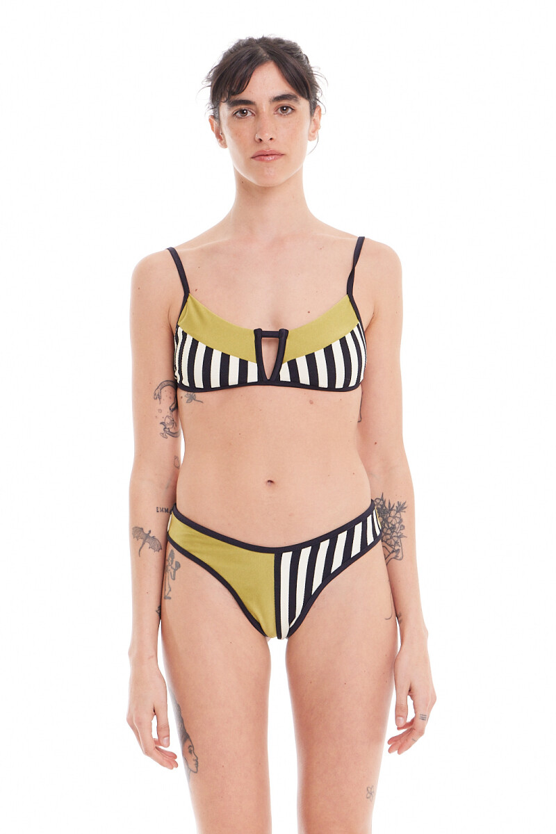 Bikini Top Creek Print Pistacho/Negro