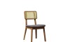 Silla de Comedor Classic Ratán - Línea Manhattan Tela Lino Gris/Natural