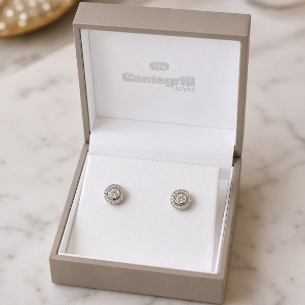 Caravanas Liora de Oro Blanco 18k con Brillantes Caravanas Liora de Oro Blanco 18k con Brillantes