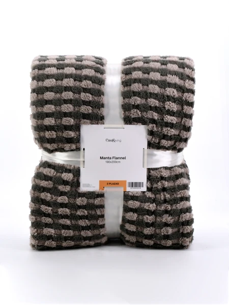 FLANNEL TRAMA RAYAS 2 PLAZAS VISON