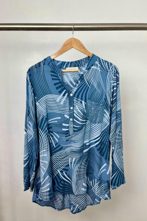 CAMISA KETZIA MULTIRAYAS AL TONO AZUL