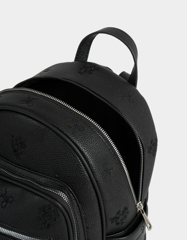 Mochilas Urbanas Mochila De Cuerina Con Relieve - Negro