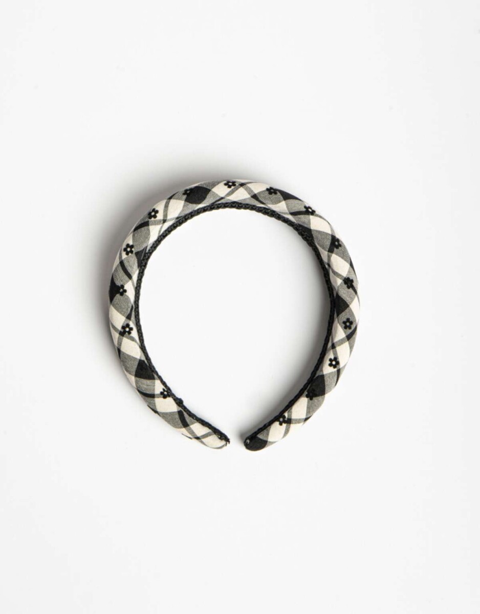 Vincha Semi Puffy Cuadrille - Estampado Geometrico 