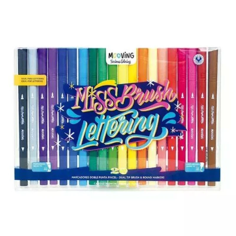 Marcadores Mooving Doble Punta Pincel 20 colores Marcadores Mooving Doble Punta Pincel 20 Colores
