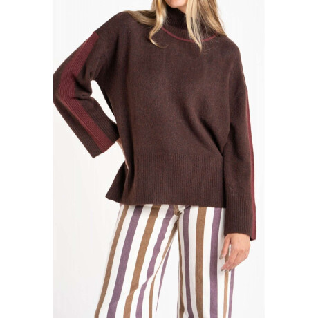 Polera Combinada Marron Oscuro