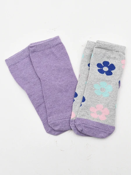 MEDIAS X2 FLORES LILA