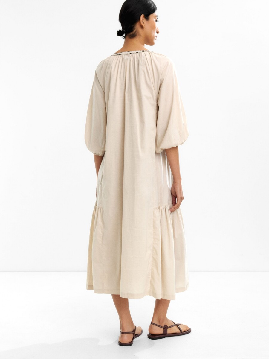Vestido Midi Bordado 100% Algodón crudo