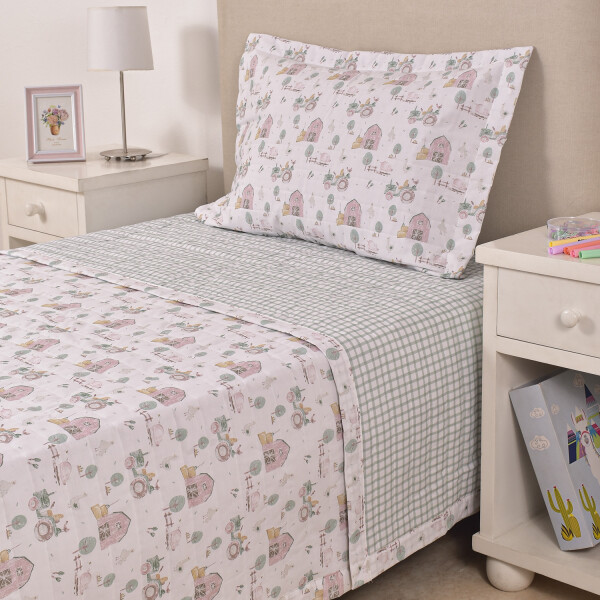 Cubrecamas Granja Rosa Verde Y Beige – 180×240 cm Cubrecamas Granja Rosa Verde Y Beige – 180×240 cm