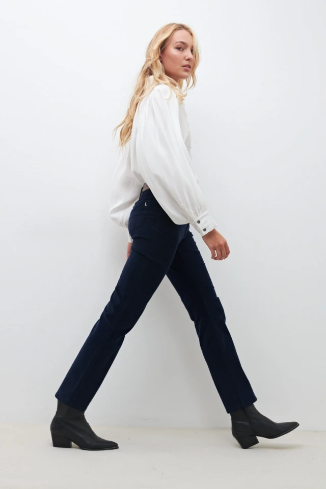 Pantalón recto Alba de pana azul marino
