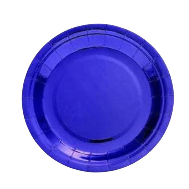 Plato Metalizado Liso x10 Azul