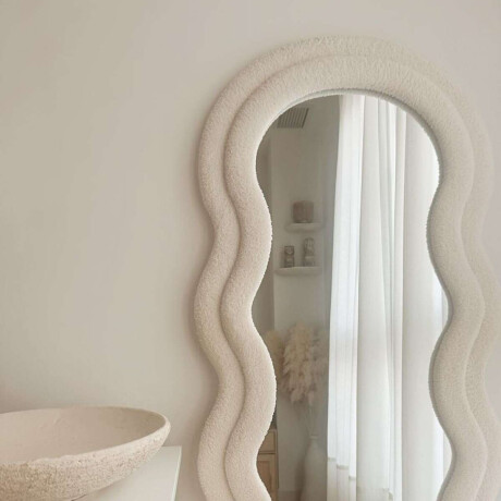 Espejo de pie con marco de ondas velvet - 60x160cm Beige