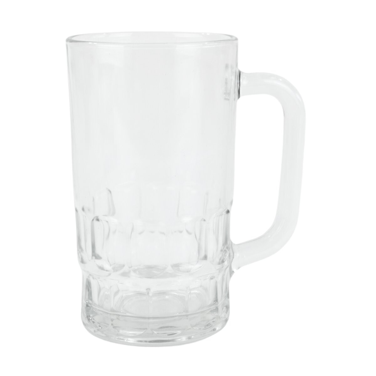 Jarra de cerveza de vidrio con base labrada 