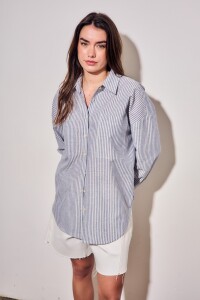 Camisa Rayada Azul
