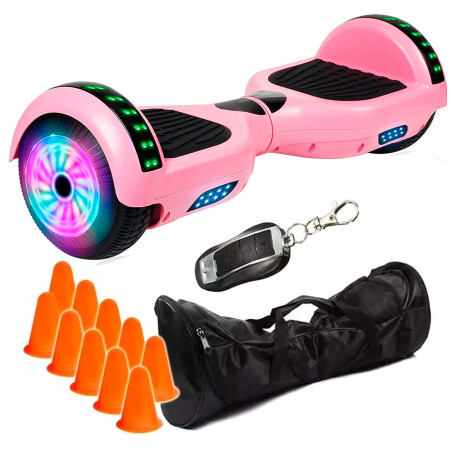 Hoverboard Eléctrico Bluetooth + Control + 10 Conos Rosado