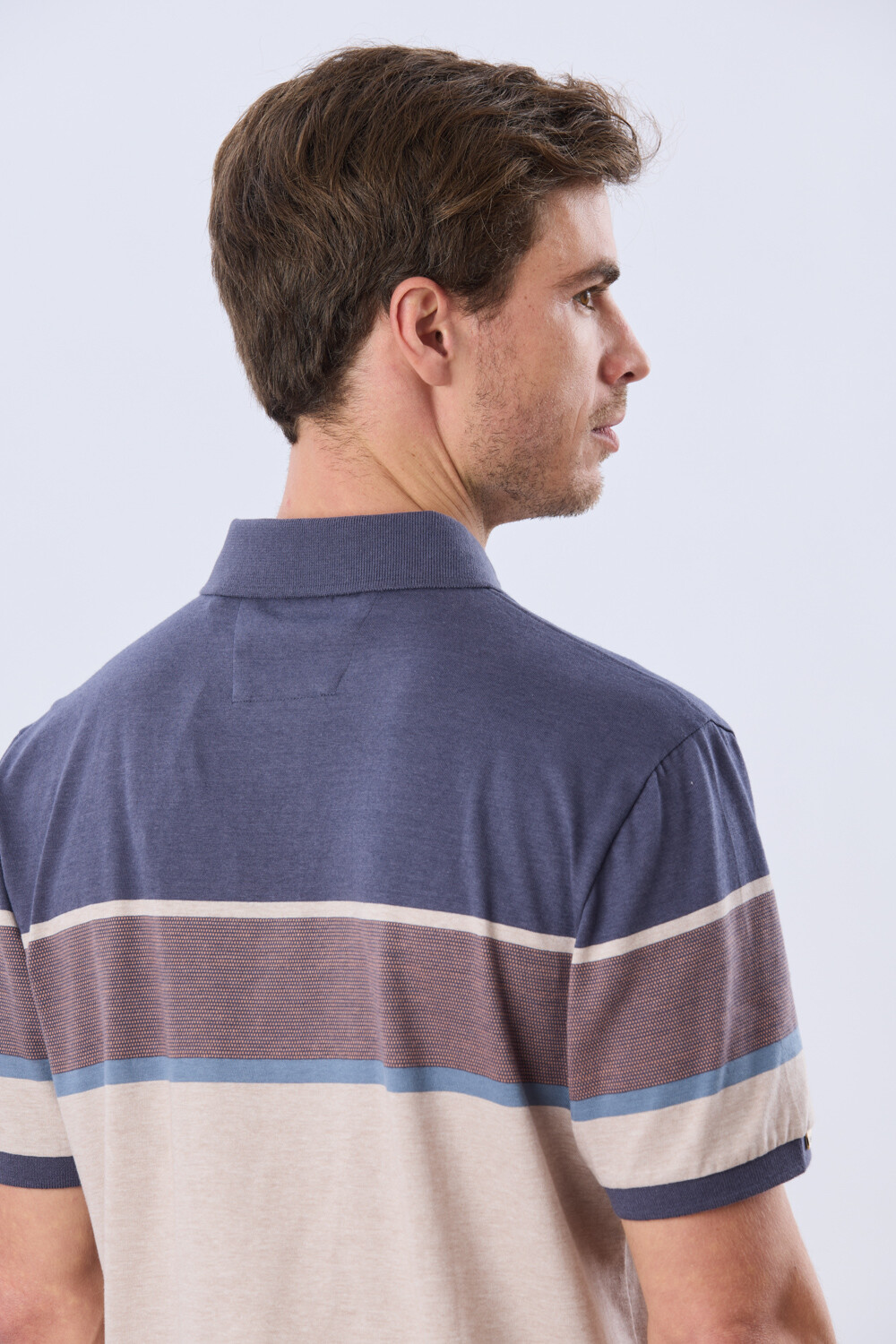 REMERA POLO RAYADA JERSEY Azul