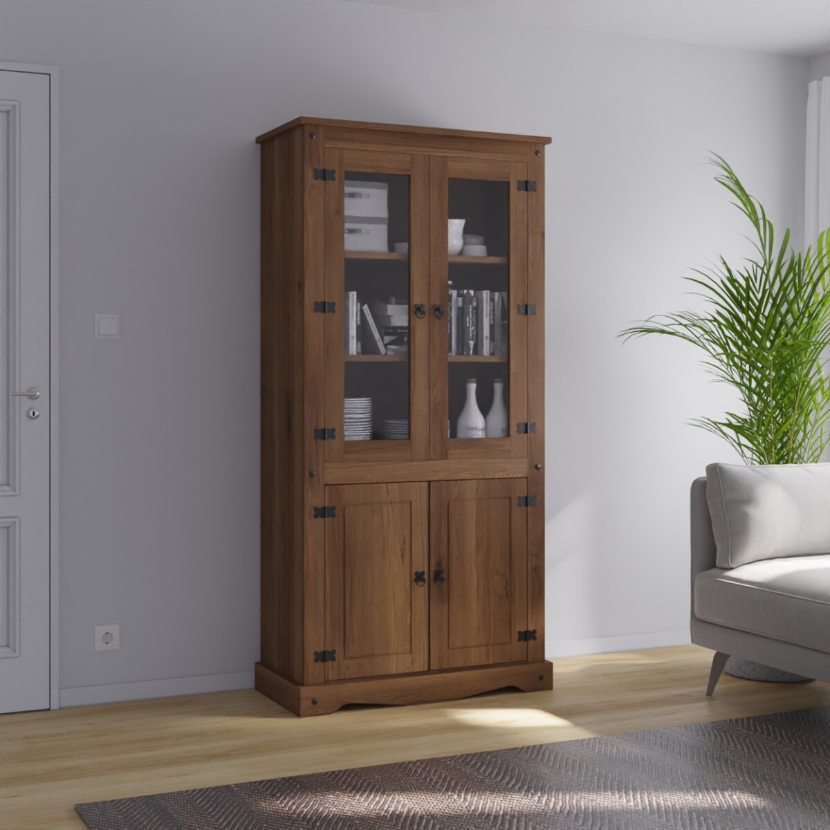 Cristalero Biblioteca Linea Mexicana - Oscuro 