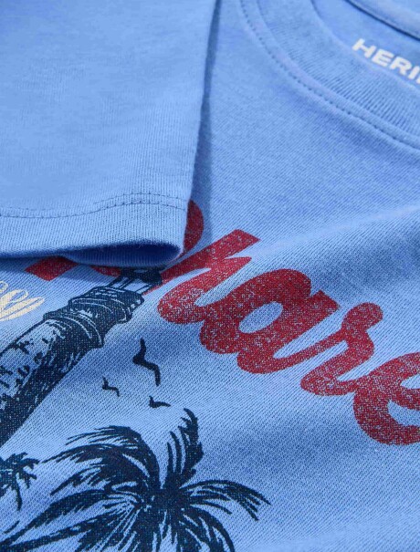 CAMISETA BÁSICA INFANTIL CON ESTAMPA AZUL