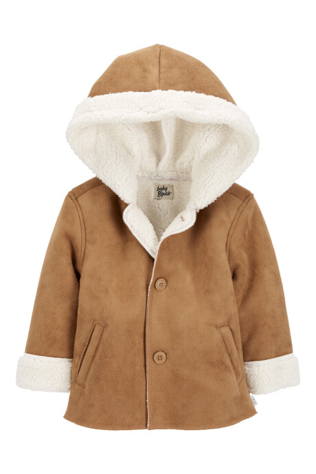 Campera polar forrada en felpa con capucha Sin color