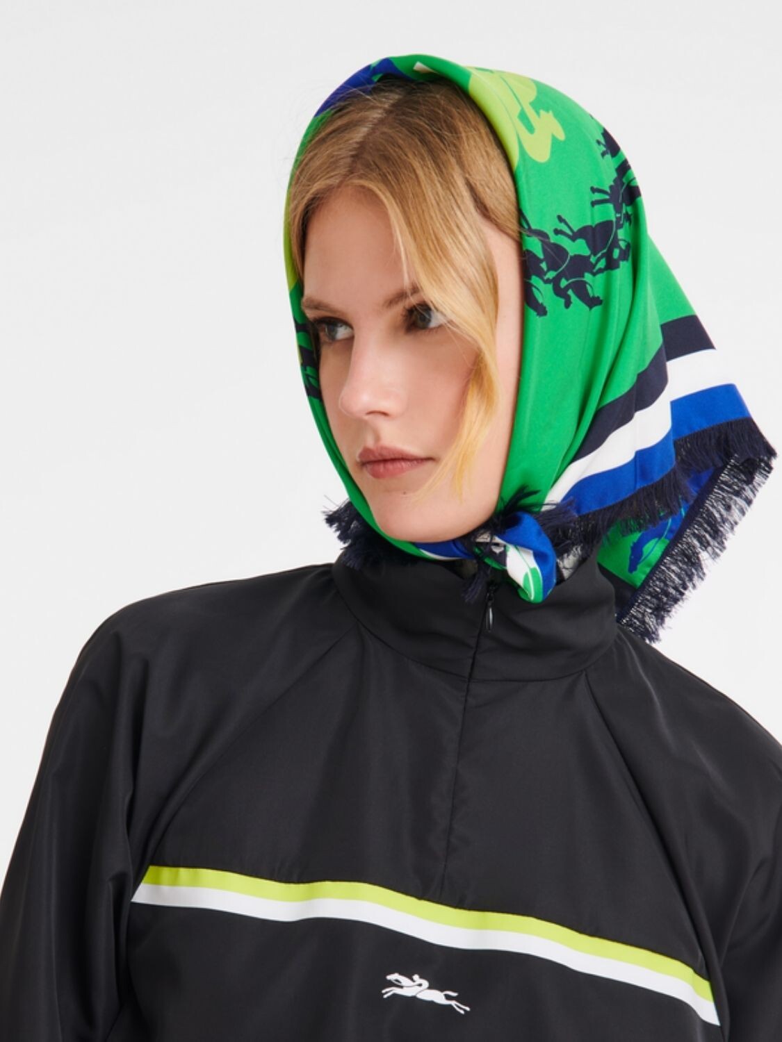 Longchamp -PAÑUELO SEDA 70 Verde