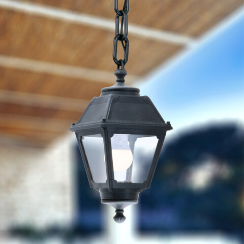 Farol colgante colonial negro IP55 E27 SICHEM/MARY FL0568