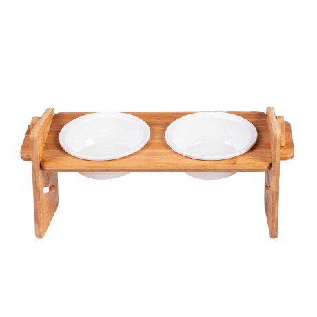 COMEDERO AJUSTABLE DOBLE CERAMICA-Y-BAMBU NATURAL-BEIGE 372104