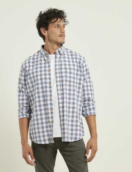 Camisa Harrington Label Piedra/blanco