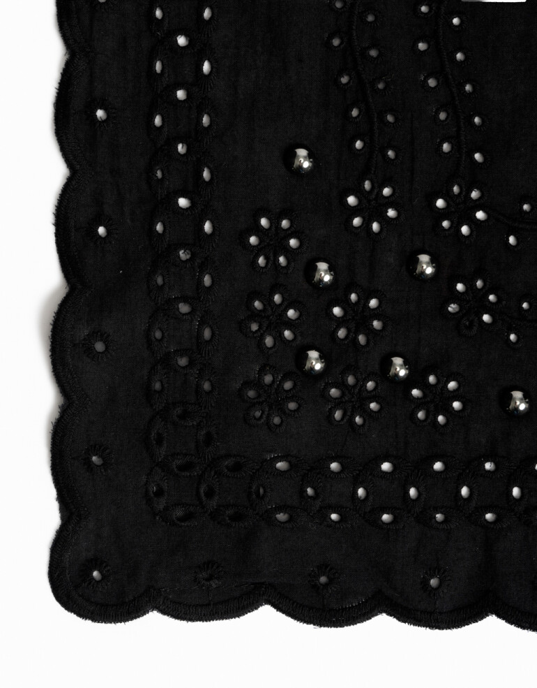 Pañuelos Raso Pañuelo De Broderie - Negro