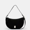 Cartera al Hombro Lua En Cuero Gamuza Negro
