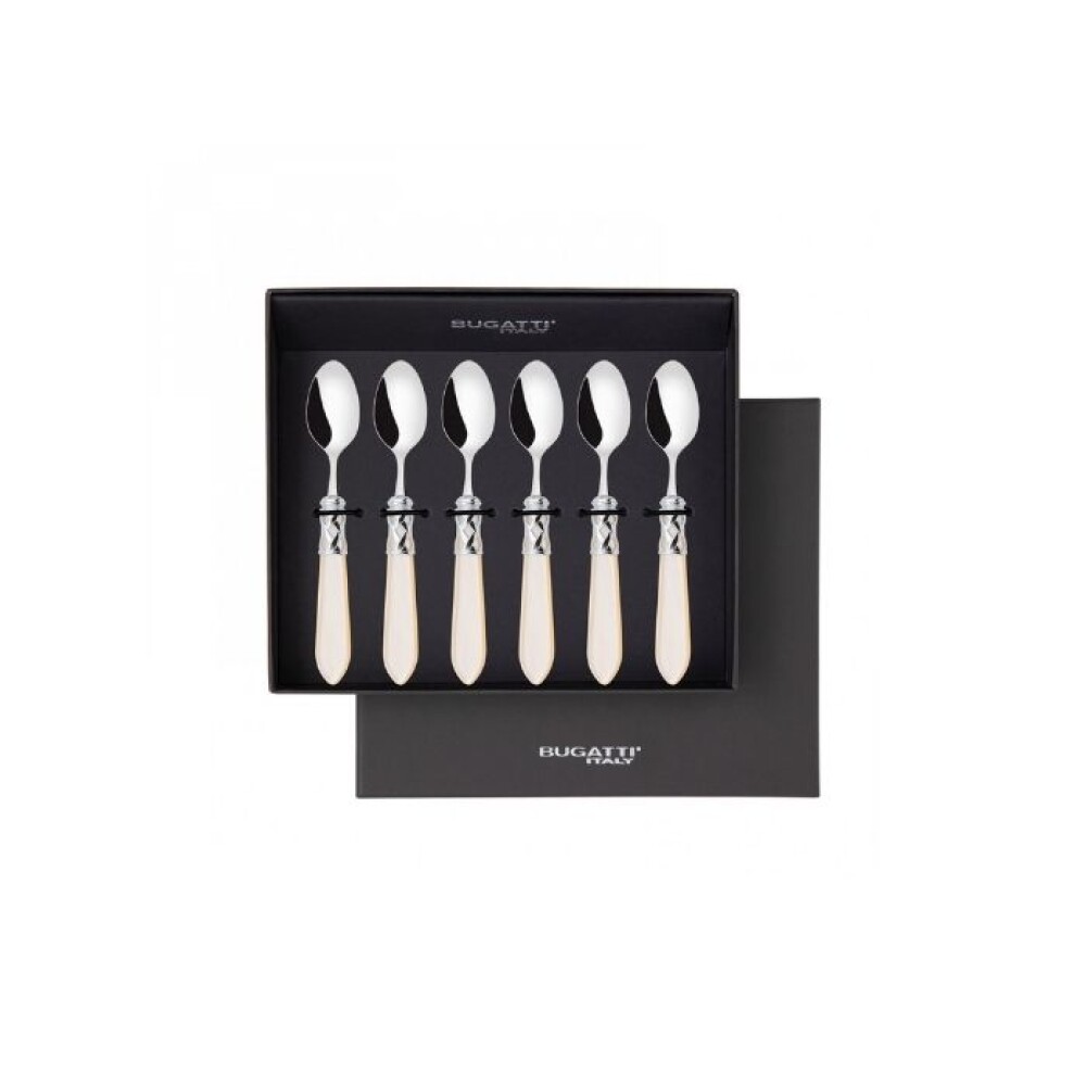 Juego de 6 cucharas Moka en caja de regalo color Marfil - acabado Nácar Juego de 6 cucharas Moka en caja de regalo color Marfil - acabado Nácar
