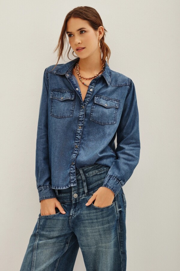Camisa Texan Celeste
