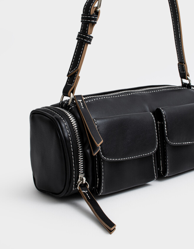 Bandoleras Bandolera Multipocket Suede - Negro