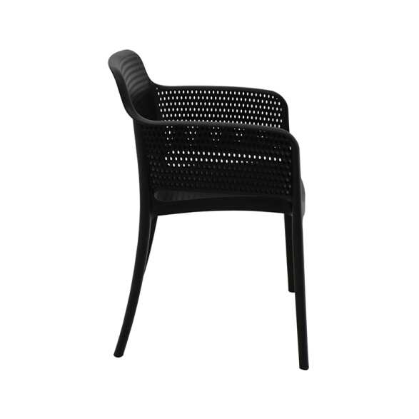 Silla apilable negra "GABRIELA" con posabrazos TD0663