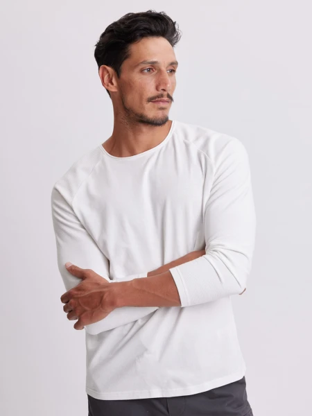 Remera manga larga cuello a la base Blanca