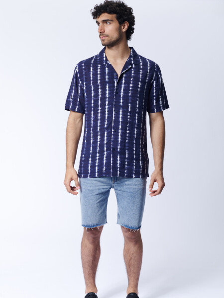 Camisa viscosa estampa arabescos Abstracta Azul