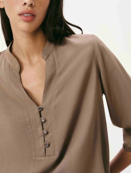 BLUSA MANGA 7/8 MARRÓN