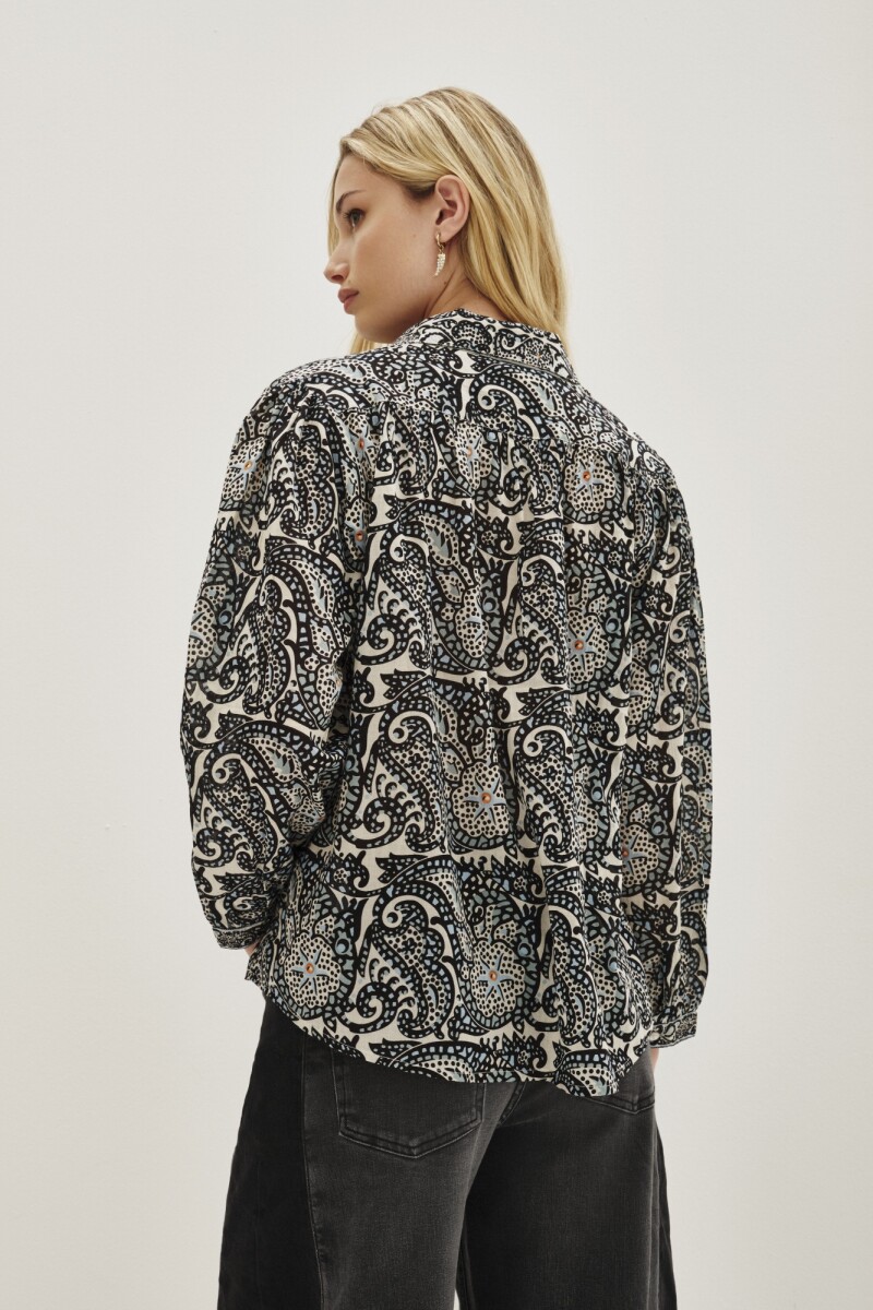 Camisa Lina Mosaic Azul