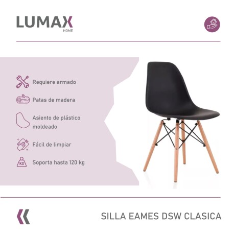 Silla De Comedor Eames Pack 2 Unidades Varios Colores Lumax Negro