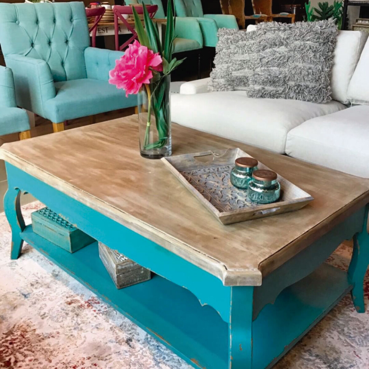 Mesa ratona aqua y madera 