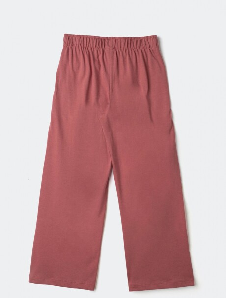 PANTALONES DE PIERNA ANCHA EN TEJIDO DE PUNTO ROSADO