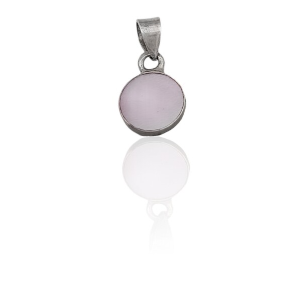 Dije Colgante Circulo-Plata 925-Nacar Rosa-CP3756 conpiedra