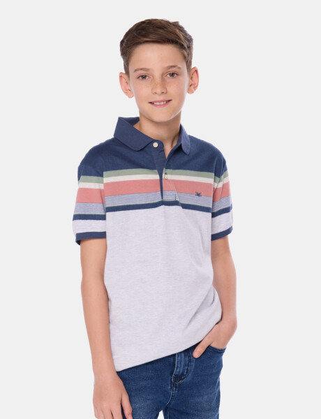REMERA POLO RAYADA Gris
