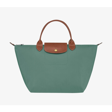 Longchamp -Cartera Longchamp plegable de nylon con cierre y asa corta, Le pliage S Verde