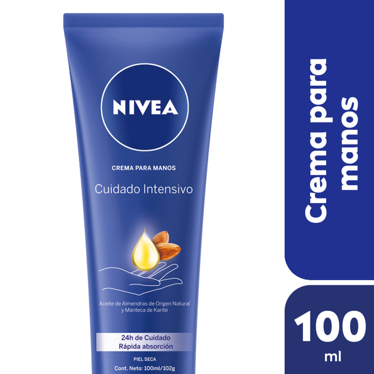 Nivea Crema de Manos Cuidado Intensivo Aceite de Almendras y Manteca de Karité Piel Seca 100 ml – Crema hidratante para manos 