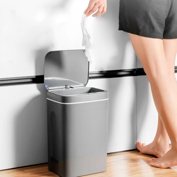 Papelera Cesto Basura Automatica 16l Basurero Sensor Color Variante Gris