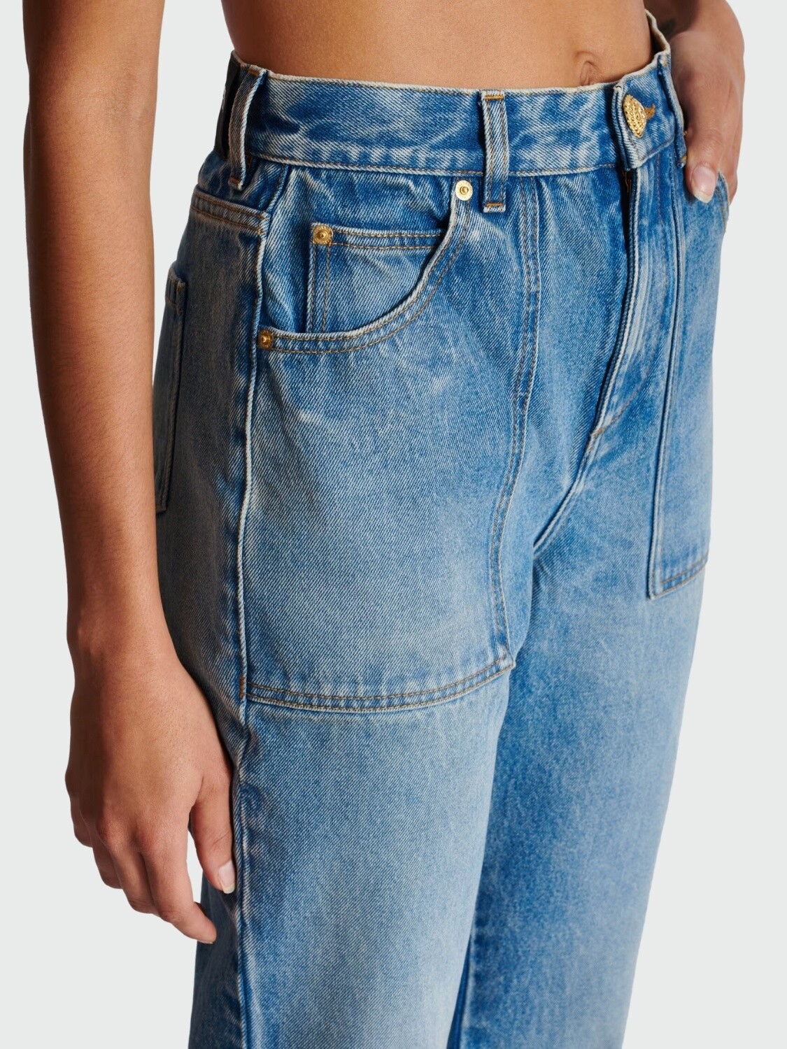 Balmain - Jeans acampanados de cintura alta Azul